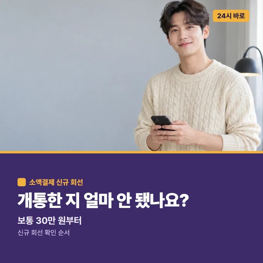 개통한 지 얼마 안 됐나요? 보통 30만 원부터, 신규 회선 확인 순서